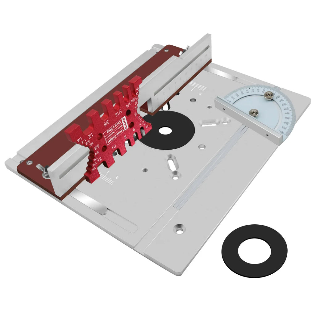 Router Lift -Aluminium Router Table Insert Plate with Tenoning Fence Electric Wood Milling Flip Board with Miter Gauge Guide Kit