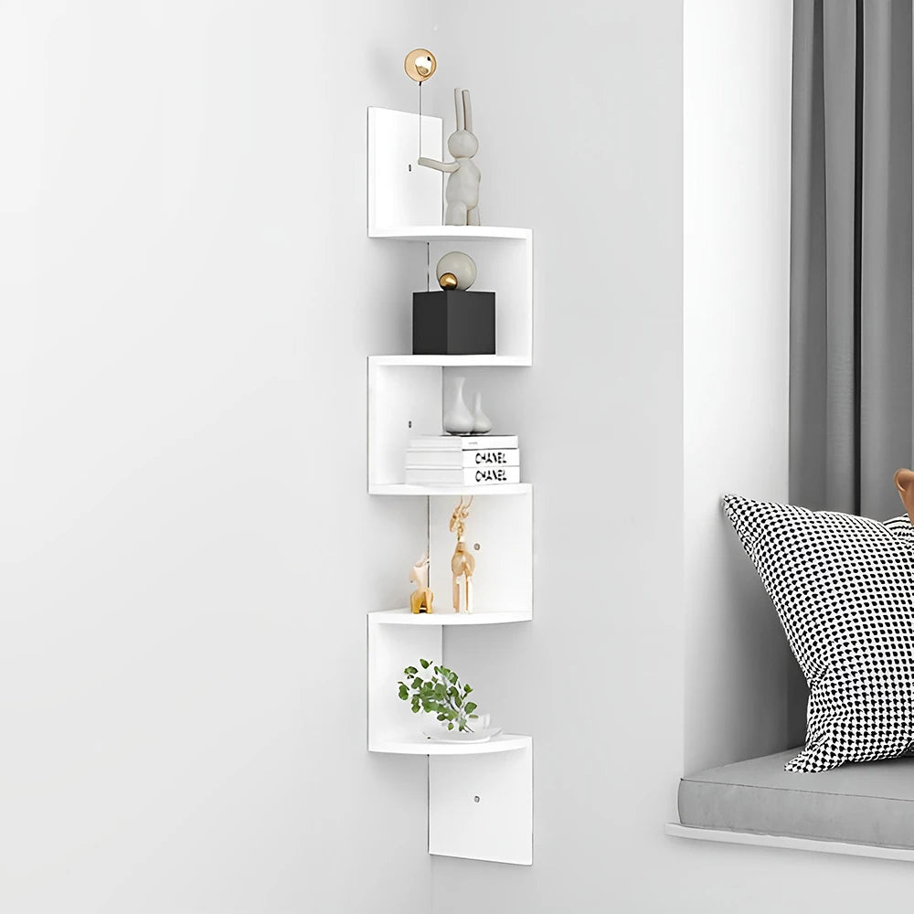 5-layer wooden wall rack corner rack wall-mounted bookshelf modern simple home decoration storage