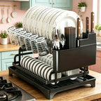 New Kitchen Dish Rack Drain Rack Storage Rack Countertop Dishes Chopsticks Holder with Cup Dish Organizer