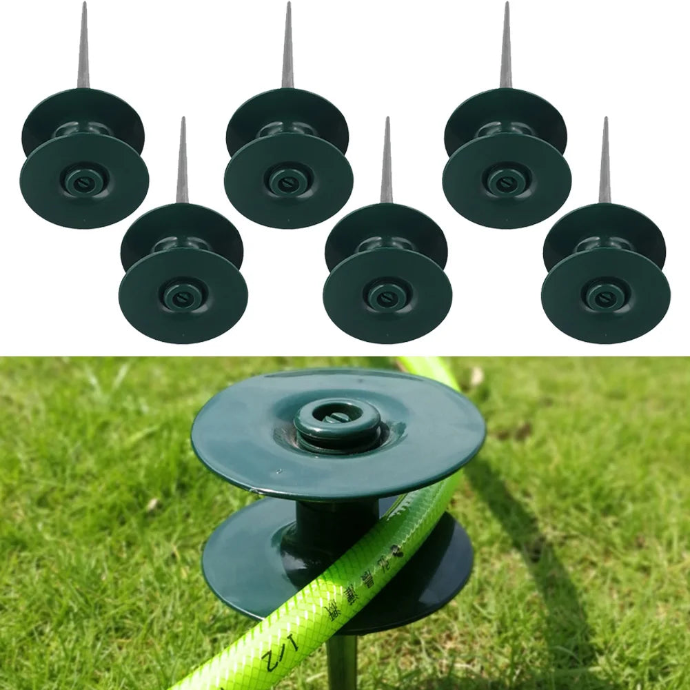 2/6PCS Garden Hose Guide Stake Guide Spikes Reusable Garden Hose Smooth Roller Guide Resin Wheel Hose Guide Peg Garden Tool