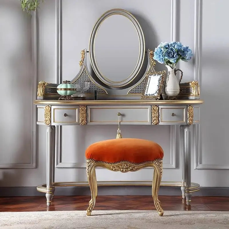 Makeup Storage Dressing Table Mirror Set Modern Vanity Dressers Drawers Home Luxury Penteadeira Quarto Bedroom Furniture