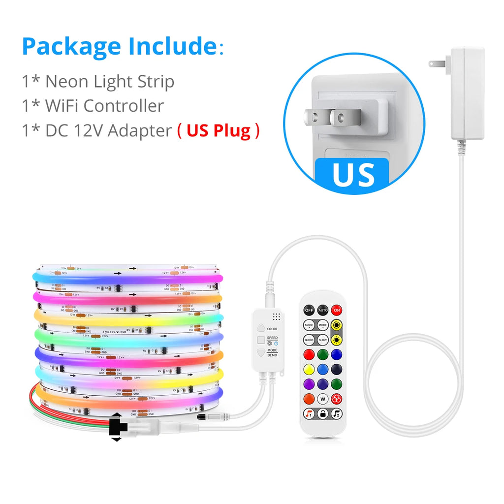 Smart Home WS2811 WiFi RGBIC COB LED Strip Light DC12V 1/2/3/5M Addressable Neon Tape Room Decor Work With Tuya/Smart Life Alexa