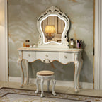 European Luxury Vanity Table Bedroom Mid Century White Makeup Dressing Table Cosmetics Chair Penteadeira Postmodern Furniture