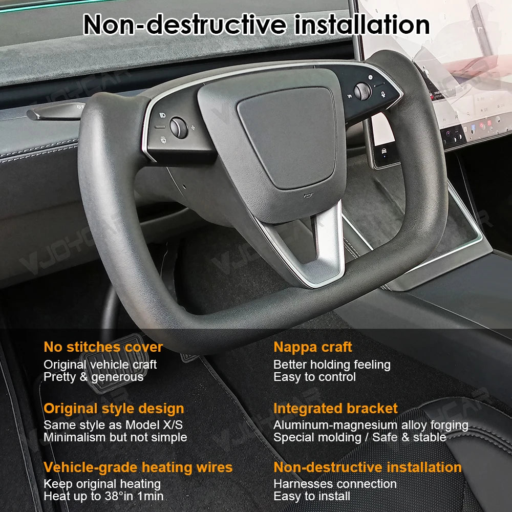 2025 Yoke Handle for New Model Y Juniper Heating Yoke Steering Wheel For Tesla Personalized Racing Leather Customized Accessory