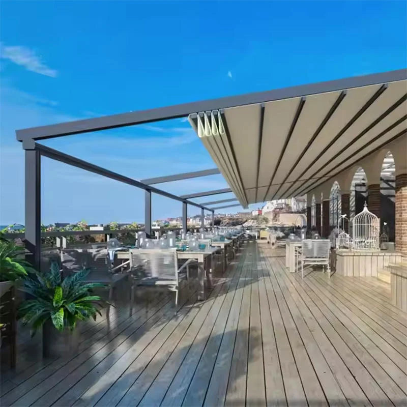 Outdoor Aluminium Folding Courtyards Terrace Outside 3X6M Pavilion Eaves Tents Gazebo Pergola Sunroom Door Awning Gazebos