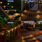 24PCS IP65 Waterproof Solar Garden Light Outdoor LED Solar Power Deck Lamps for Railing Stairs Step Fence Yard Patio Pathway