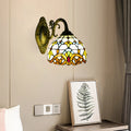 Tiffany Style Beige Dome Glass Wall Lamp Victorian Style for Bedroom Living Room Dining Room Balcony Loft