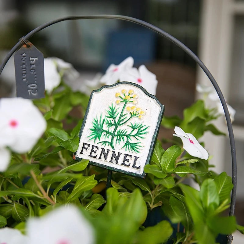 Cast Iron Vintage Plant Markers, Garden Labels, Rustic Decor for Balcony and Yard, English Letter Tags.