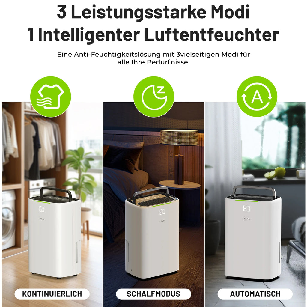 25L/Day Dehumidifier LED Display 24H Timer Auto Restart Auto Shut Off