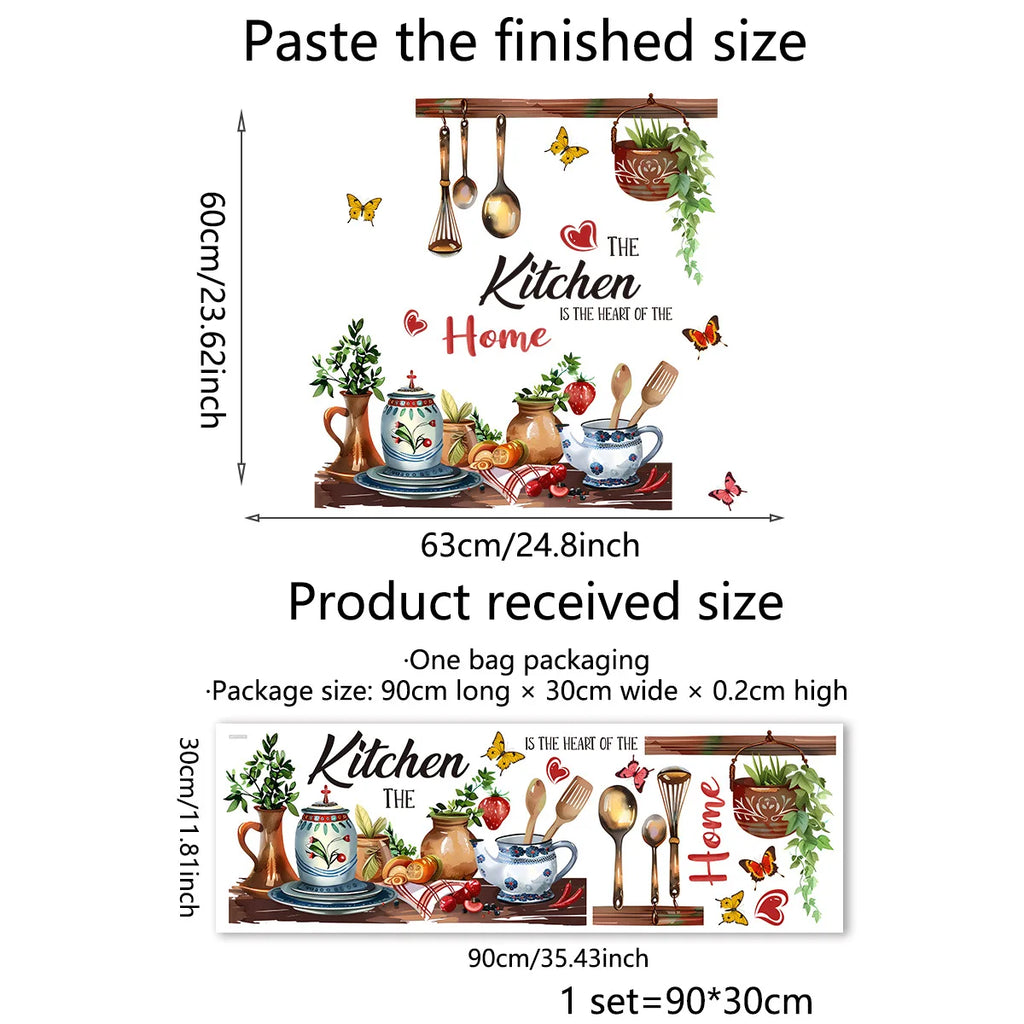 Hand drawn Kitchen Wall Stickers - Removable and Reusable Vinyl Stickers for Walls, Cabinets, Refrigerators | Contemporary Bakin
