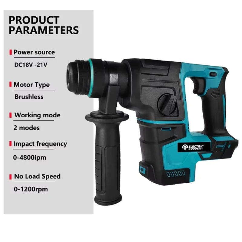 Electric Goddess Brushless Impact Hammer 21V Cordless Hammer Drill Function Multifunctional Steel Concrete Wood For Makita Pin