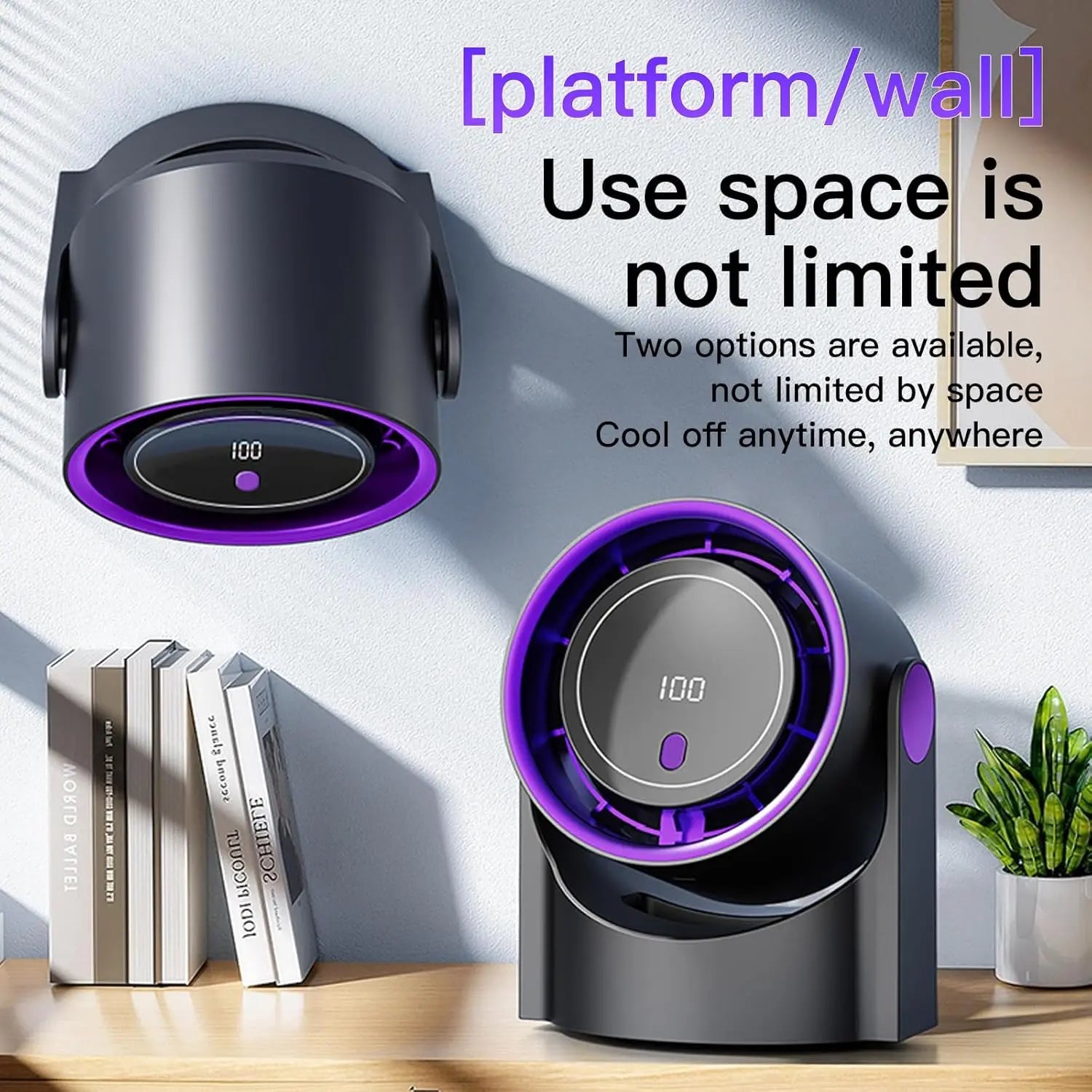Desktop Smart Electric Fan 100 Wind Speed Settings Usb Charge Digital