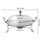 Chafing Dish Stainless Steel Round Durable Buffet Warmer  with Lid and Chafing Fuel Holder for Kitchen Party Dining