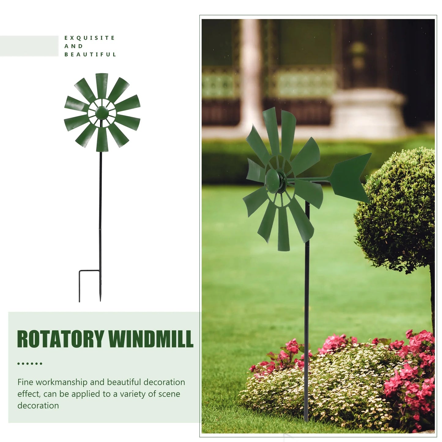 Metal Windmill Decor Iron Art Garden nament Windmill Statue Decorative Spinners Outdoor Pinwheel Sculpture Garden Supplies Yard