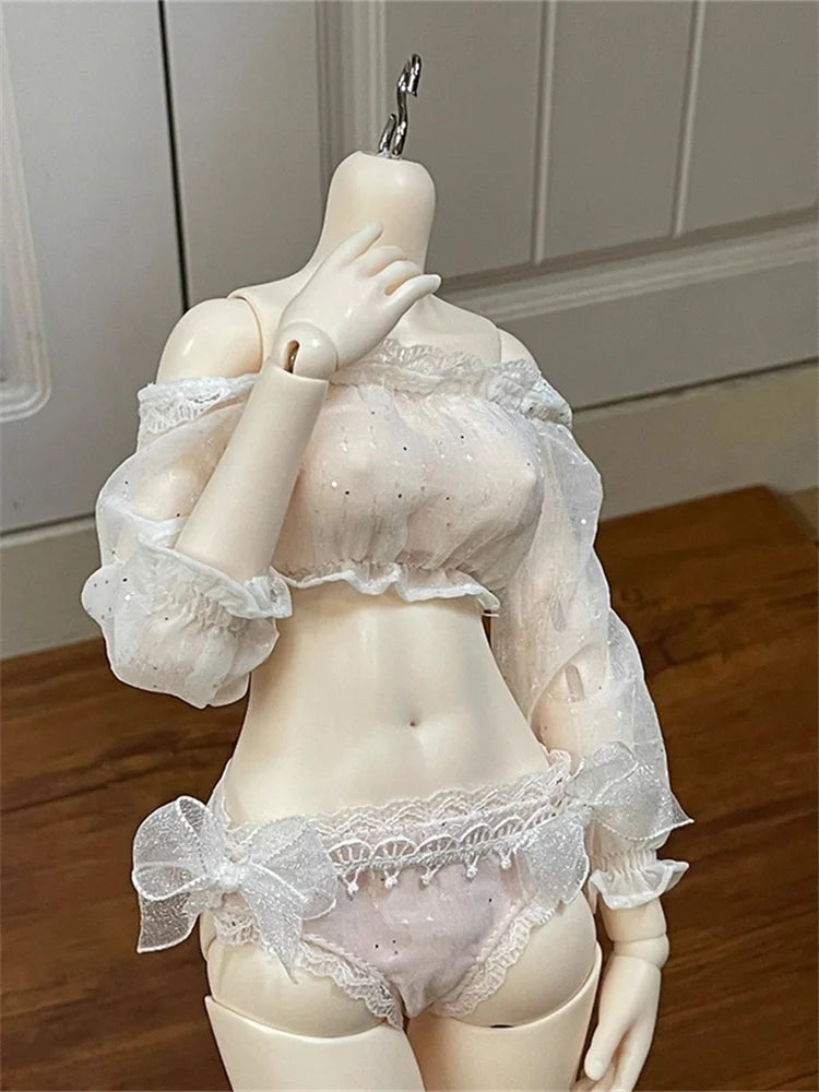 BJD Doll Clothes For 1/4 Dolls Sexy Underwear Set Off shoulder Top Underpants Dolls Clothing Accessories