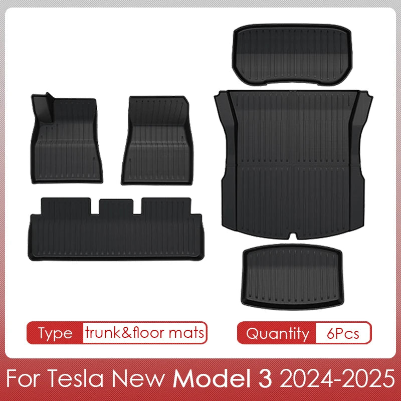 Floor Mats Cargo Liner For Tesla Model 3 2025 Highland Waterproof Anti-slip Trunk Mat TPE Pads Model 3 2024 Highland Accessories