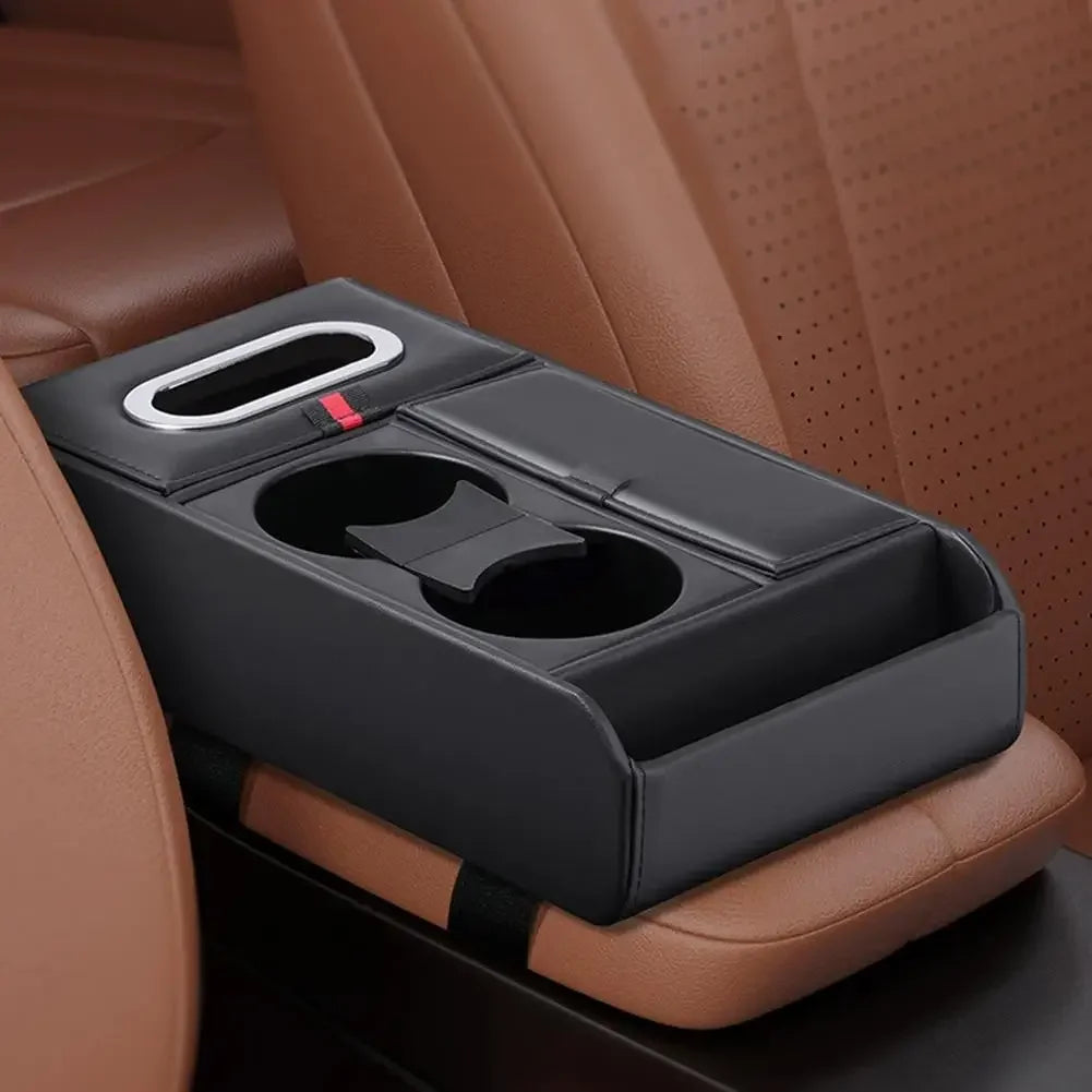Car Armrest Box Heightening Pad Multifunctional Storage Box Water Cup Case Luxury Vehicle Storage Tissue Holder Organizer N3F6
