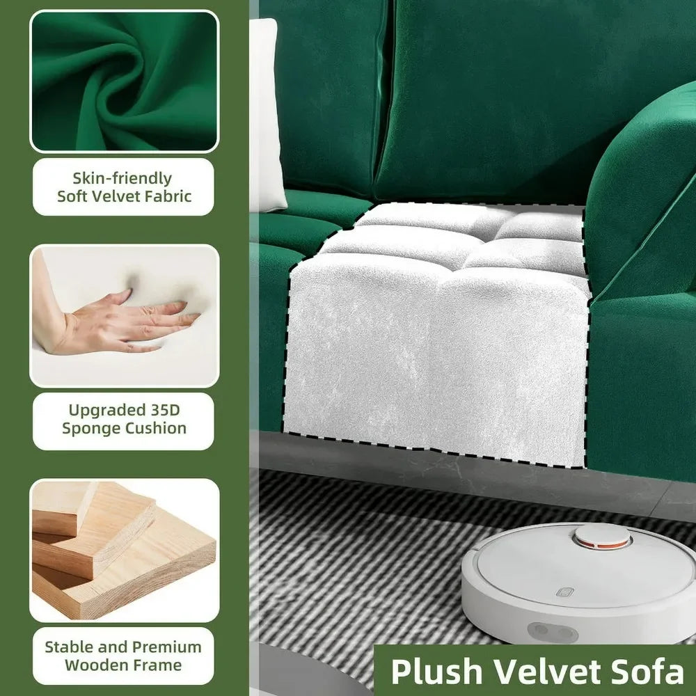 56" Velvet Loveseat Sofa, Modern Comfortable Sofa Loveseat Small Sofa Couch with Side Storage Pockect