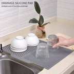 Kitchen Dish Drying Silicone Mat Raised Stripes Outlet Design Countertop Sink Draining Pad Non-slip Tableware Insulating Mat
