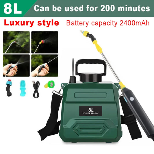 8L Electric Spray High-pressure Disinfection Mist Sprayer Household Charging Agricultural Spraying Insect Spraying Watering Pot