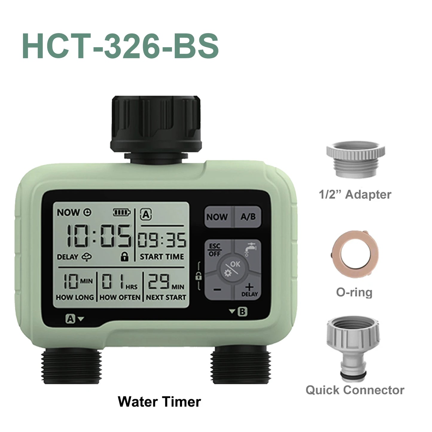 Eshico HCT-326 Super Timing 2-Outlet Water Timer Precisely Watering Up Outdoor Automatic Irrigation Fully Adjustable Program