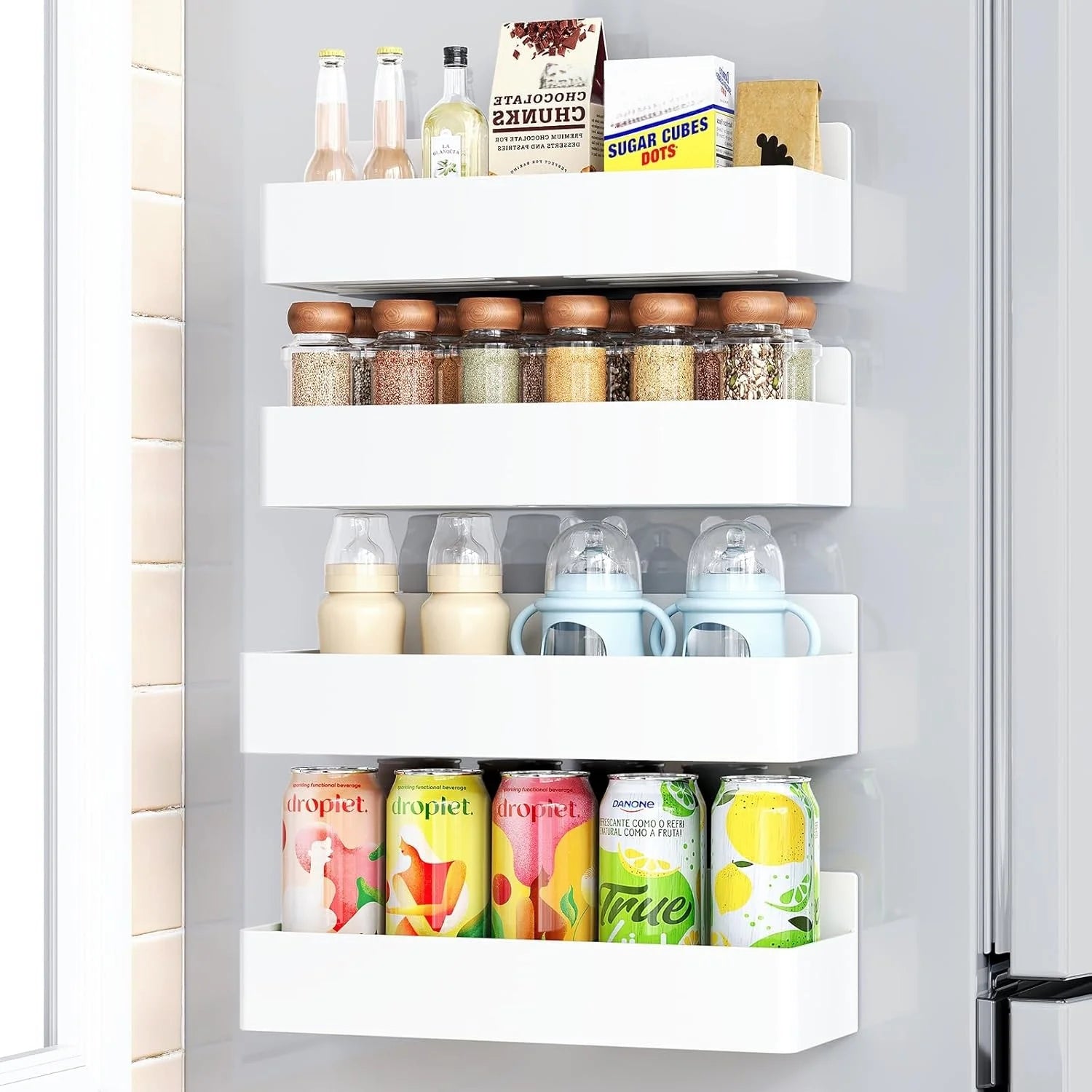 Magnetic Refrigerator Side Hanging Storage Rack, Kitchen Seasoning Storage, Kitchenware Storage, Washing Machine Side Storage