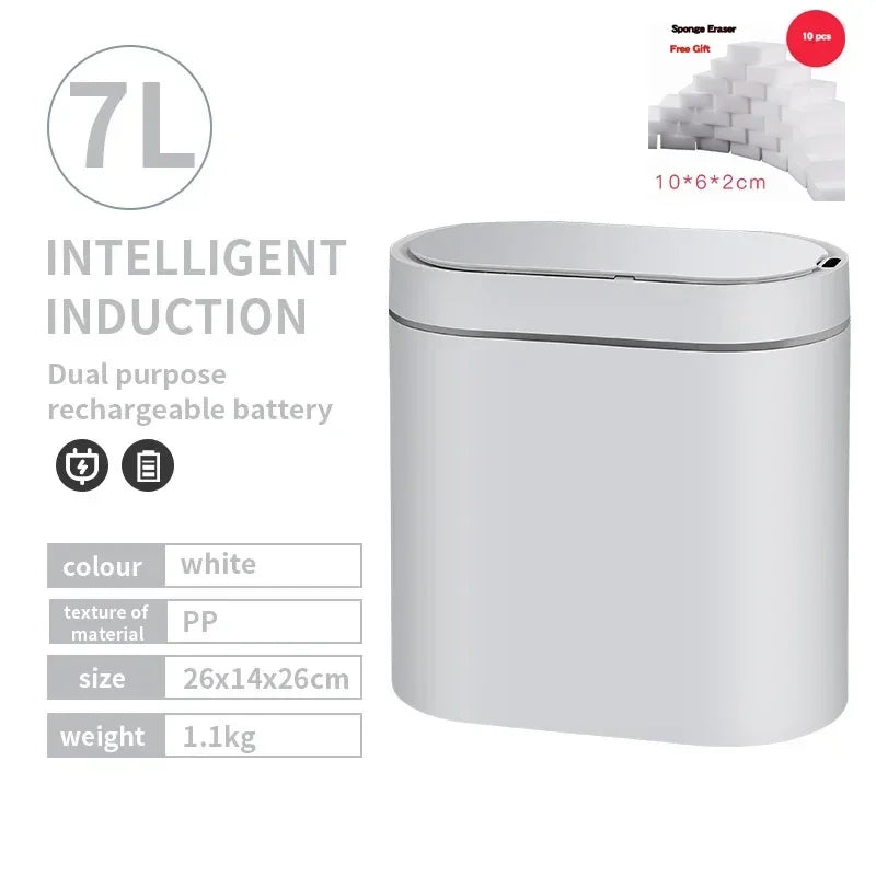 Smart Sensor Trash Can Electronic Automatic Household Bathroom Toilet Waterproof Narrow Seam Storage Bucket Smart Home Trash Bin