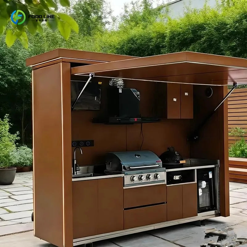 Customized High-end Steel Outdoor Mobile Kitchen Foldable Automatic Camping Party Cooking Equipment