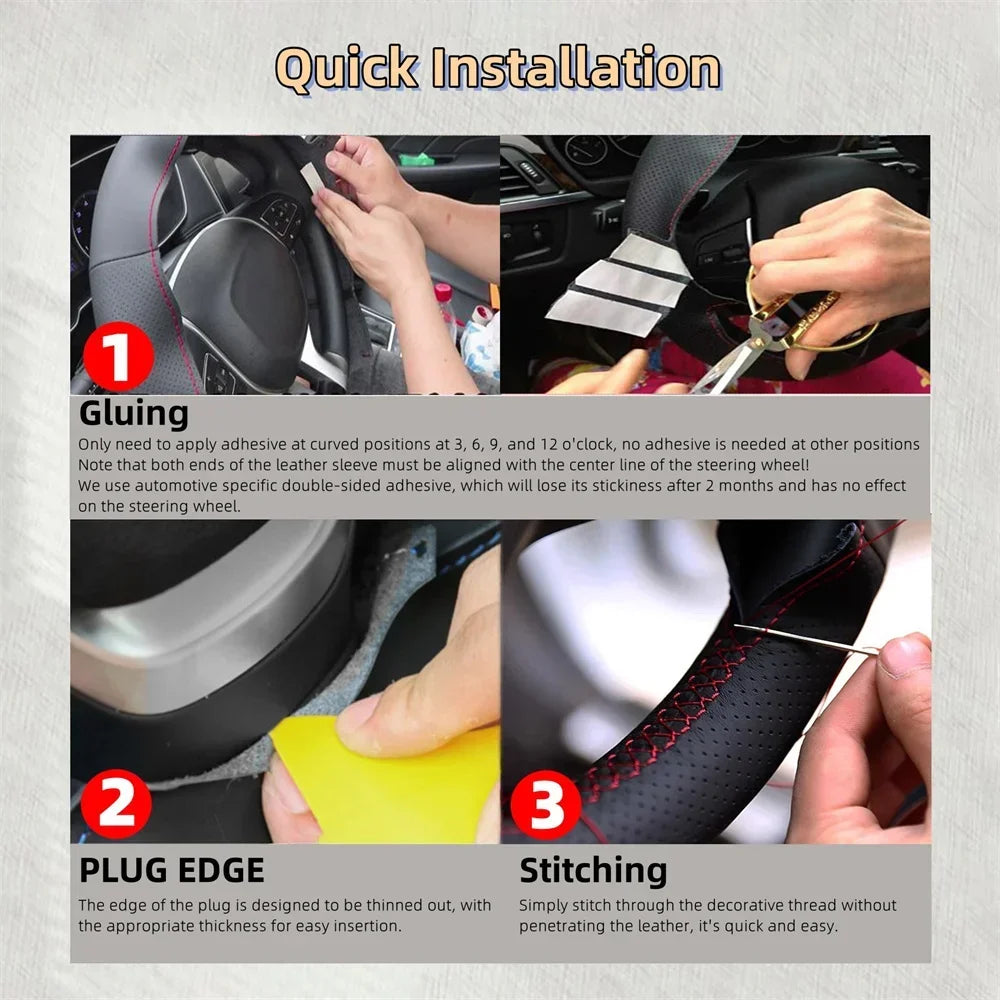 Car Steering Wheel Braid Cover Carbon Fiber Leather For Volkswagen VW Golf 7 Mk7 New Polo Jetta B8 Avant Car Interior