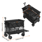 SucceBuy Collapsible Folding Wagon Beach Wagon Cart with All-Terrain Wheels Drink Holders Sports Wagon for Camping Shopping
