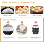 Mini Electric Rice Cooker Stainless Steel 2/3 Layers Food Container Steamer Portable Meal Heating Lunch Box Heater Warmer Bento