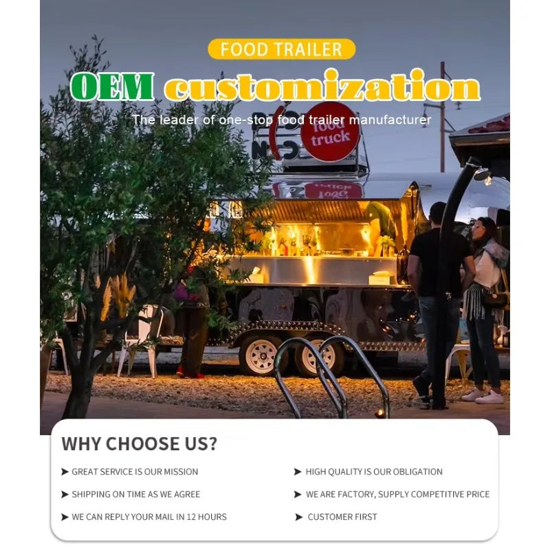 Cheap Food Trailer with Full Kitchen Equipment Well powered Mobile Catering Street Food Use Customized