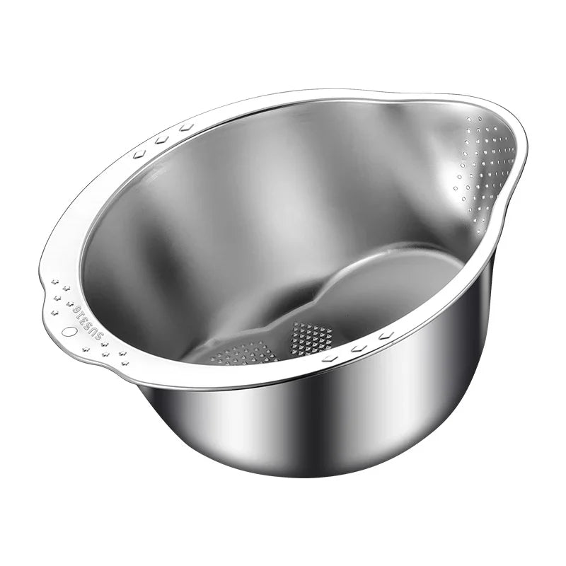 316 Stainless Steel Drainage Basket Multifunctional Amalgamator Rice Sieve Fruit Plate Household Kitchen Washbasin
