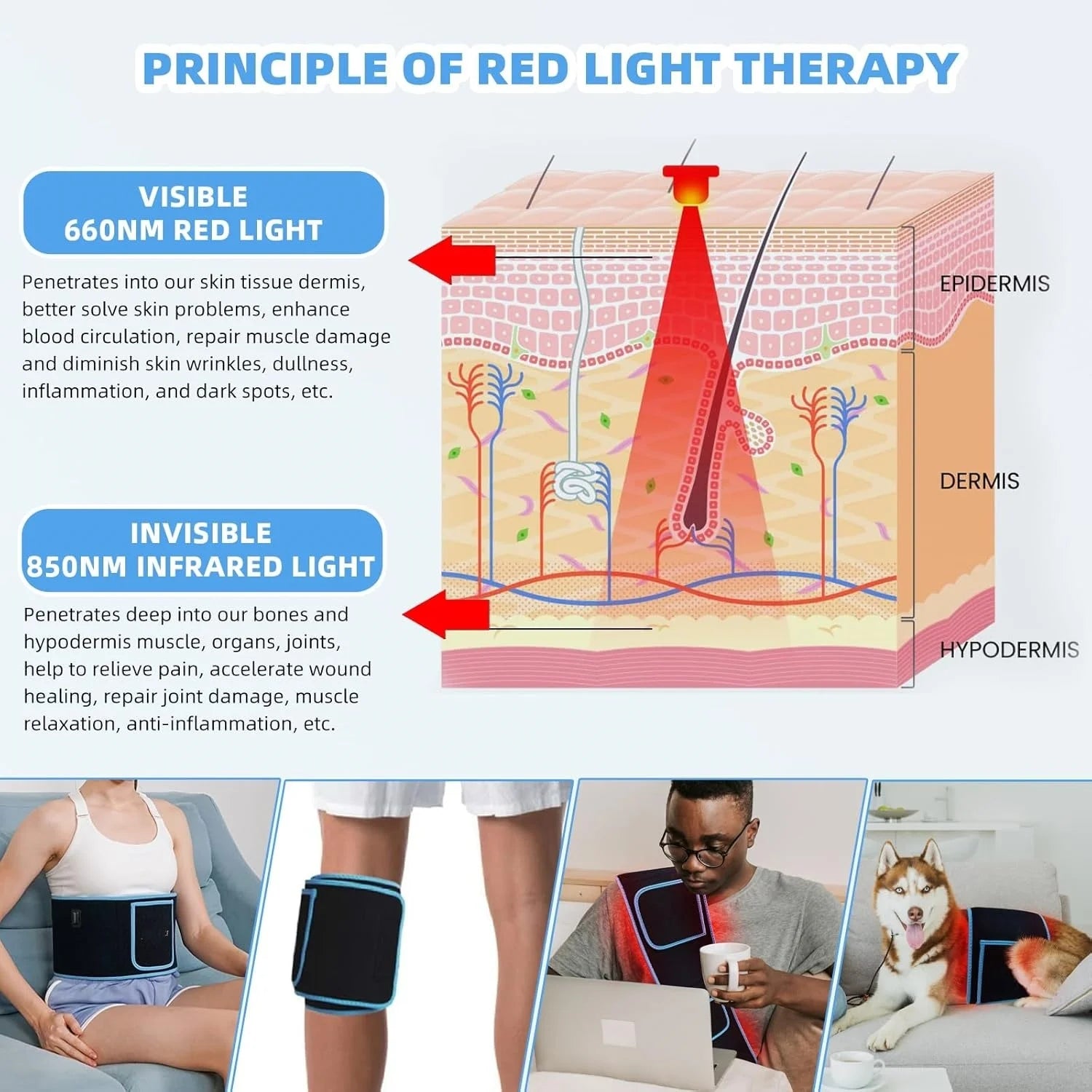 660nm&850nm Red Light Infrared Light Therapy Waist Belt with Controller Body Pain Relief Heated Pad for Muscle Repair Speed Heal