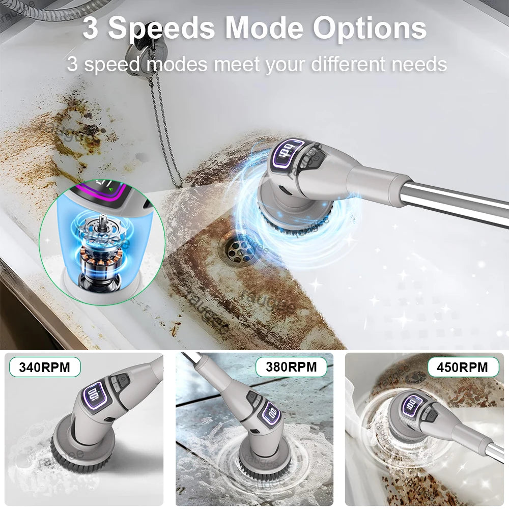 Electric Cleaning Brush Multifunctional Household Cleaning Brush Handheld Shower Scrubber Bathroom Kitchen Spin Scrubber