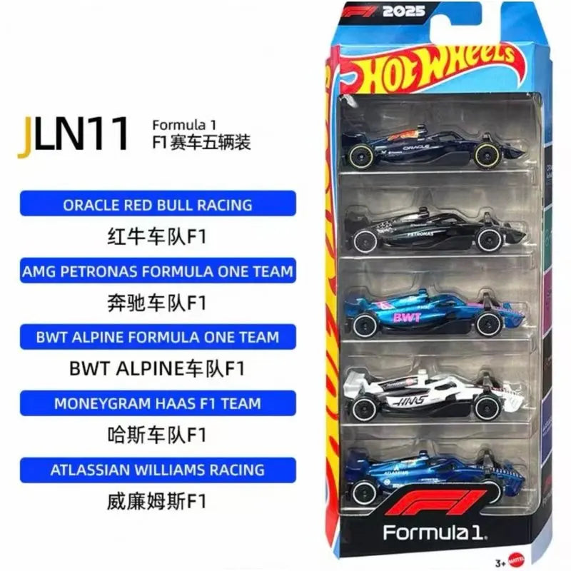 New In Stock Hot Wheels X Formula 1 Jln11 Collectible Car 1/64 Toy Set 5 Packs Diecast Vehicle Gift