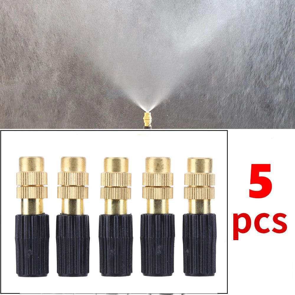 50-1pcs 4/7PVC Outdoor Misting Cooling System Garden Irrigation Watering 1/4'' Brass Atomizer Adjustable Garden Micro Sprinklers