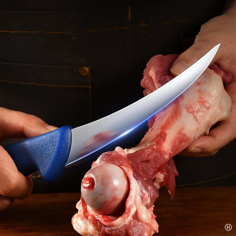 Kitchen knife, chefs boning knife professional kitchen steak knife, slaughtering knife, sharp stainless steel small curved knife