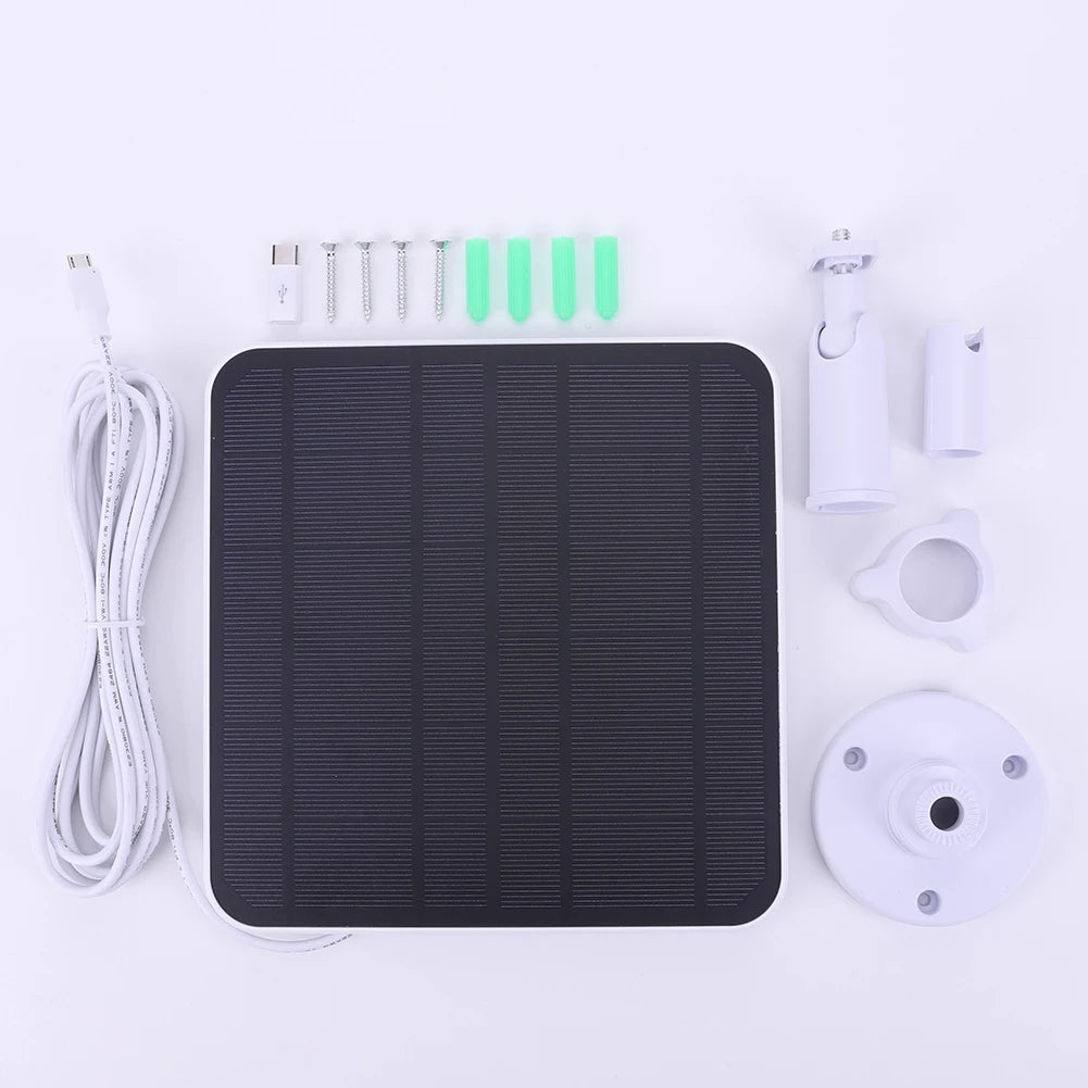 5V 30W Solar Panel Micro USB & Type C Port 9.8 Ft Charging Cable 360°Adjustable Mounting for Security Camera for Eufycam 3/3C/2