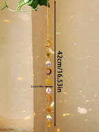 Sun Moon Crystal Suncatcher Rainbow Maker Stained Glass Beaded Sun Catcher Window Hanging Ornament Wind Chimes Yard Garden Decor