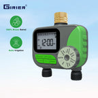 GIRIER Water Timer Programmable Sprinkler Timer with 2 Outlets Brass Inlet Automatic Irrigation Controller for Garden/Yard/Lawn