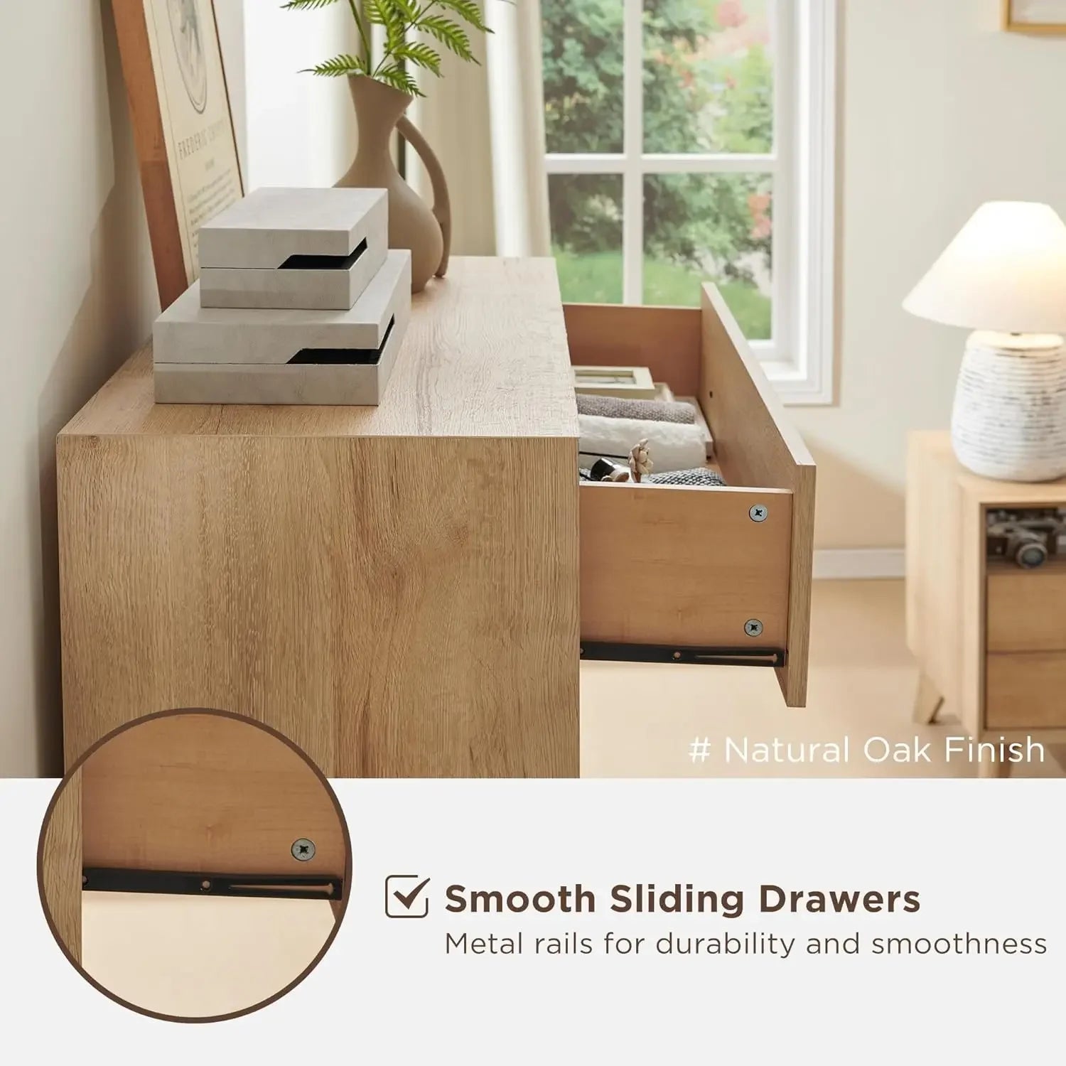 5 Drawer Dresser for Bedroom, 48" Tall Mid-Century Modern Chest of Drawers, Beveled Profile Design, Wood Drawer Organizer