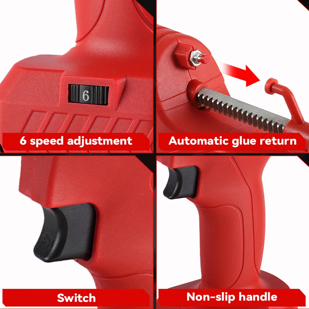 6 Speeds Electric Glue Gun Cordless Multi-function Electric Sewing Glue Glass Caulking Adhesive Gun Tool For 21V 18v Battery