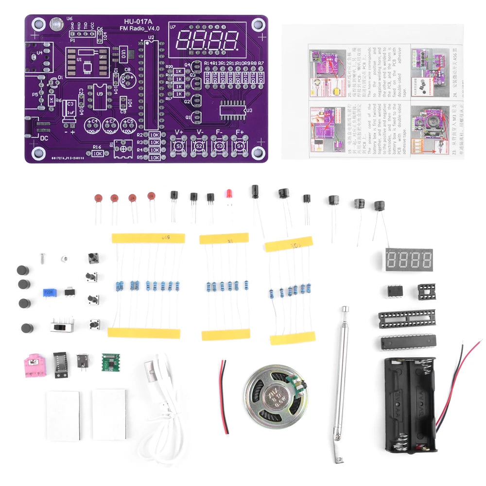 DIY Welding Kits 87-108MHz HU-017A/HU-017B RDA5807S Radio Kit FM DIY Electronic Parts Learning Set