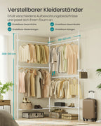 SONGMICS dresses stand, blankets high, 3-tier, height and width adjustable with gripper arm