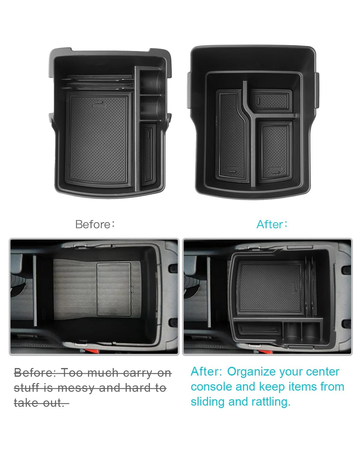 RUIYA Car Armrest Box Storage for Hyundai Kona SX2 2024 2025 2026 Central Control Container Auto Hyundai Kona 2024 Accessories