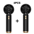 2 Pack 100-Speed Handheld Fan - USB Rechargeable Turbo Cooling with LED Display, Portable Mini Fan for Indoor/Outdoor & Office