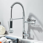 Black Pull Down Kitchen Faucet Dual Spout 360° Rotation Hot Cold Water Mixer Tap Single Handle Deck Mounted Kitchen Sink Crane