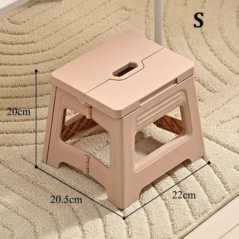 Lightweight Folding Step Stool Multi Purpose Handheld Thickened Footstool Non-Slip Plastic Small Benches Kitchen