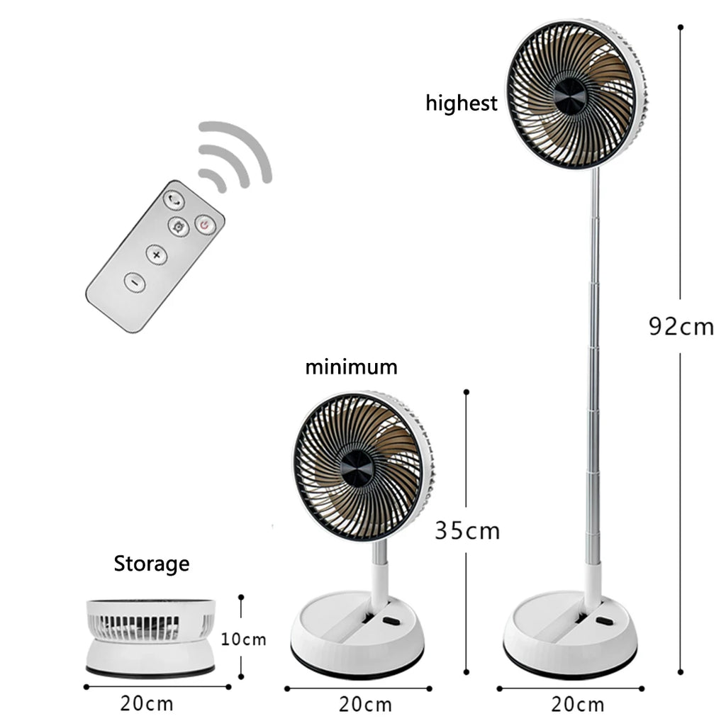 Portable Oscillating Standing Fan with Remote Controller Foldable Desk